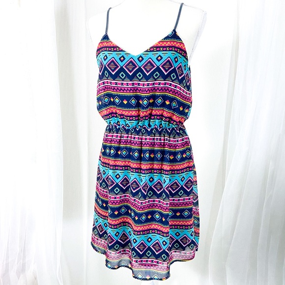 Rosebud Navy Aztec Print Dress Adjustable Straps - Picture 2 of 8